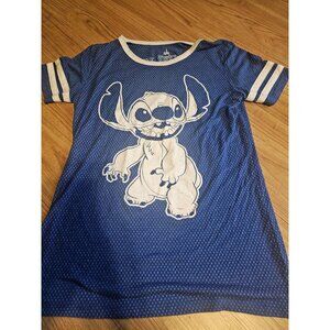 Disney Parks Stitch T Shirt Blue and White Fitted Medium Adult